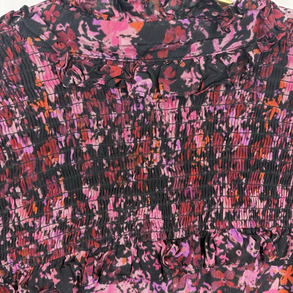 Gilner‎ Farrar  Black Red Pink Floral Smocked Long Sleeve Top Size M - Picture 12 of 12